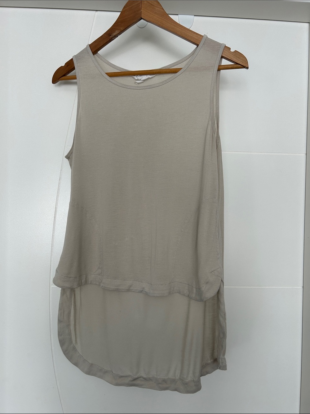 BCBGeneration Layered Hi-Low Sleeveless Tank Top - Taupe